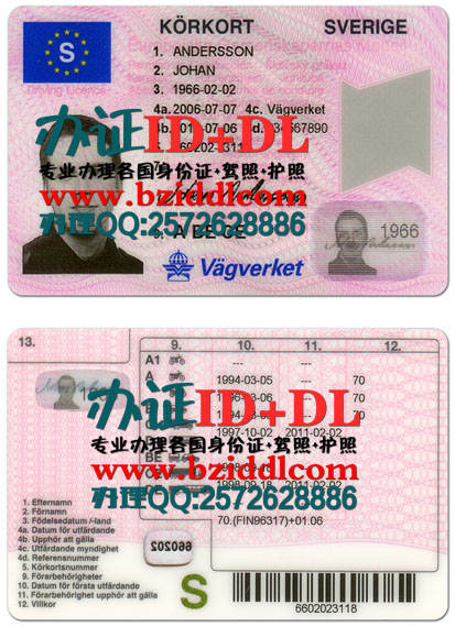 Swedish driving license,办瑞典真实驾照，瑞典旧版驾照样本