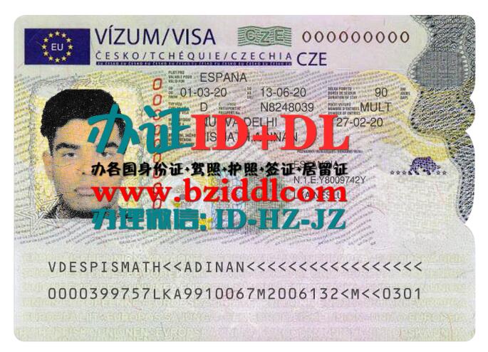 捷克申根签证PSD模板,Czech Schengen Visa PSD Template